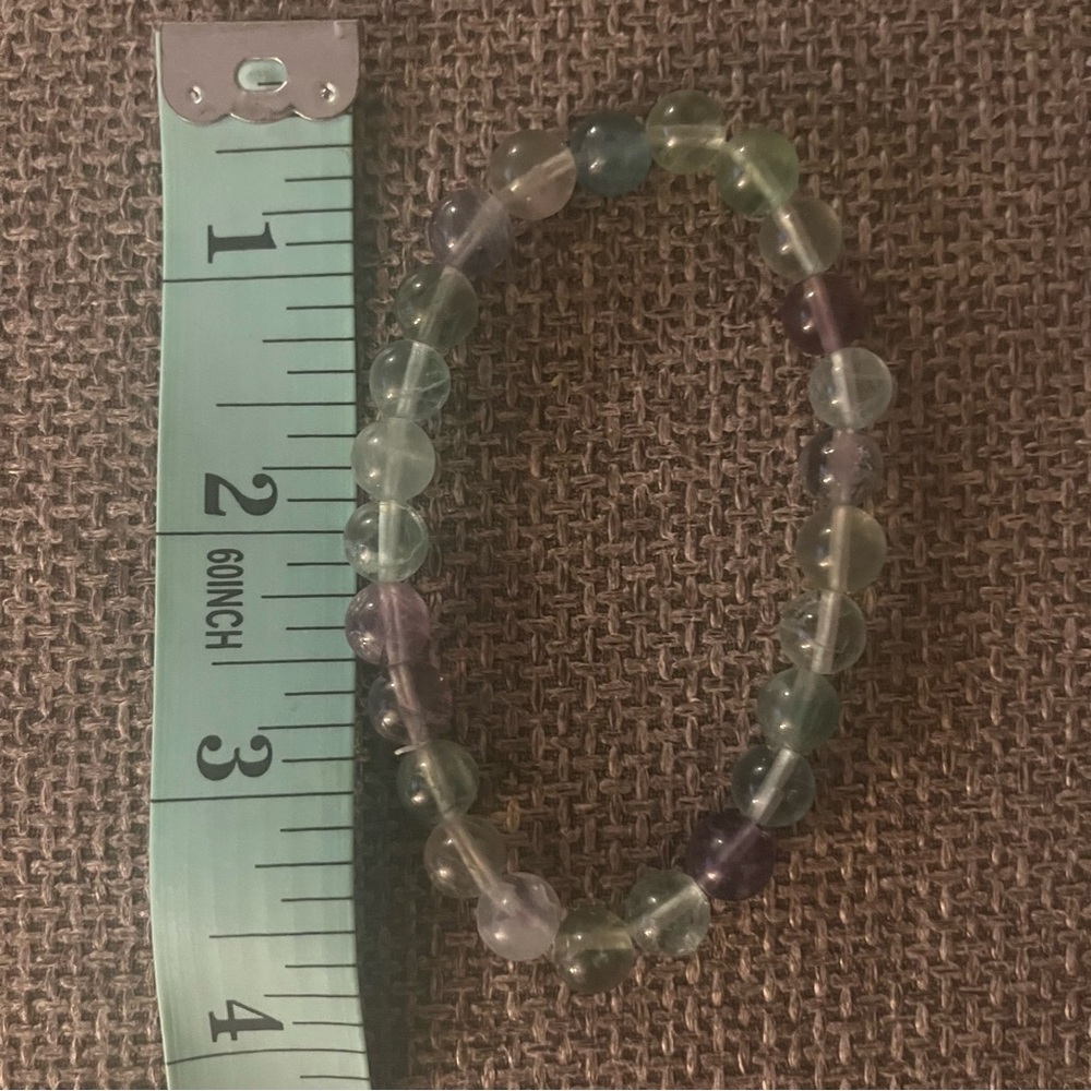 Fluorite Genuine Real Stone Stretch Beaded Bracelets Handmade Green Purple New - Picture 8 of 11